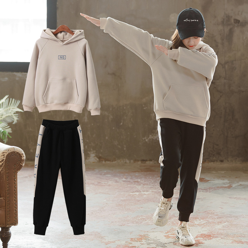 女童運動套裝春裝2021新款洋氣兒童網紅時髦衣服女孩大童春秋童裝