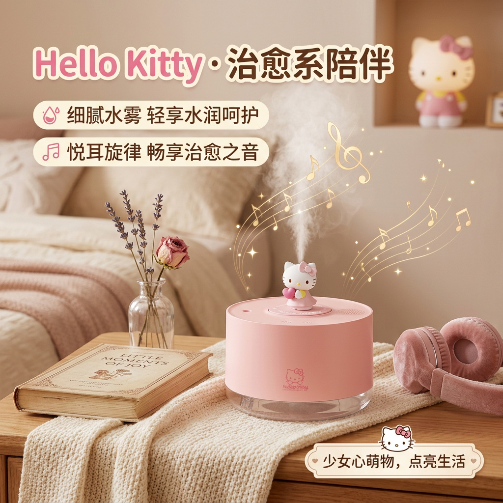 Humidificador Bluetooth con diseño de la popular gata KT de Sanrio, aromaterapia, mini, lindo, para oficina, hogar, escritorio, spray hidratante, en stock.