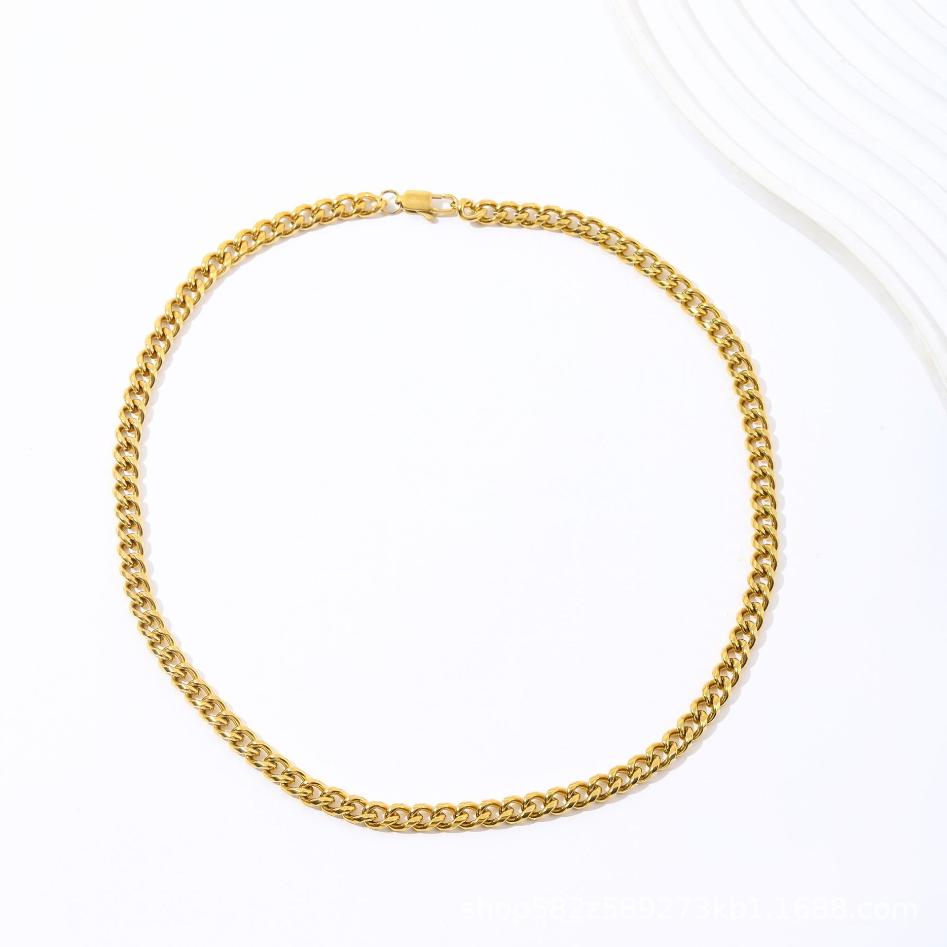 Collier punk rond en titane poli de 6 mm, style tendance et épais, pour hommes et femmes. Chaîne de clavicule simple et élégante en acier inoxydable._voghion.com