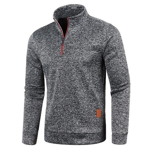 Autumn/Winter Men's Collar Zip Knit Sweater Thin Fleece Version Trendy Top Sweater Outerwear Plus Size Men's Sweatshirt