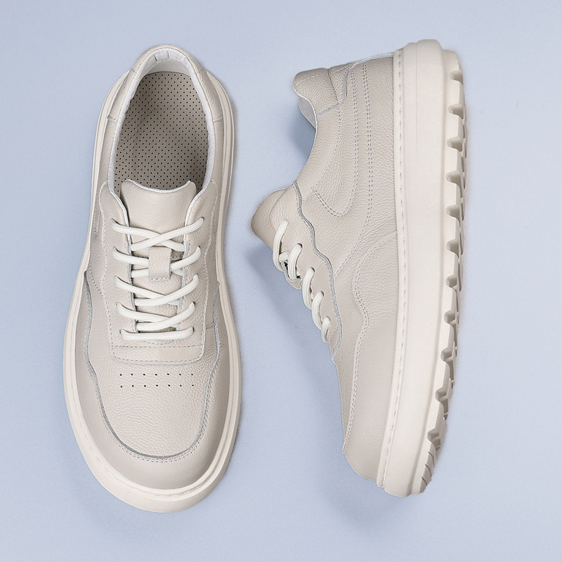 2025, otoño y invierno, nuevos zapatos casuales de hombre, zapatos de cuero transpirables, zapatos de hombre de suela gruesa.