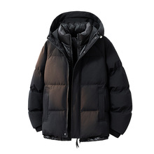 新款纯色男士棉衣休闲冬季保暖连帽冬装潮牌情侣加厚棉服外套批发