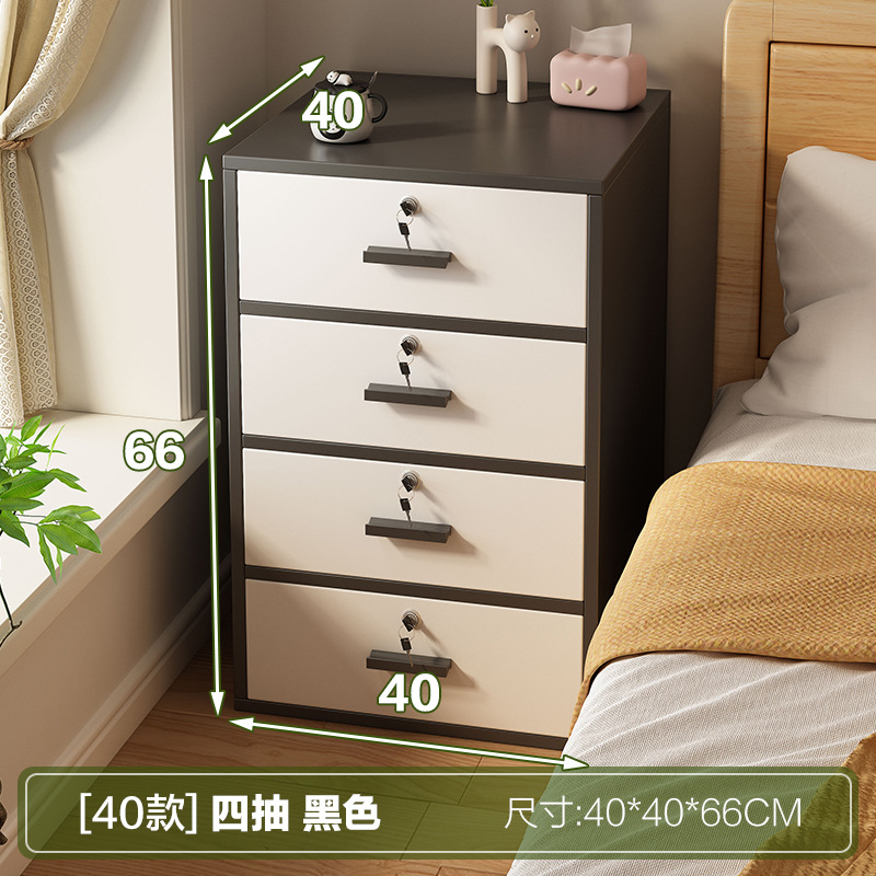 흰색 문이 달린 40cm 검정색 캐비닛 4개