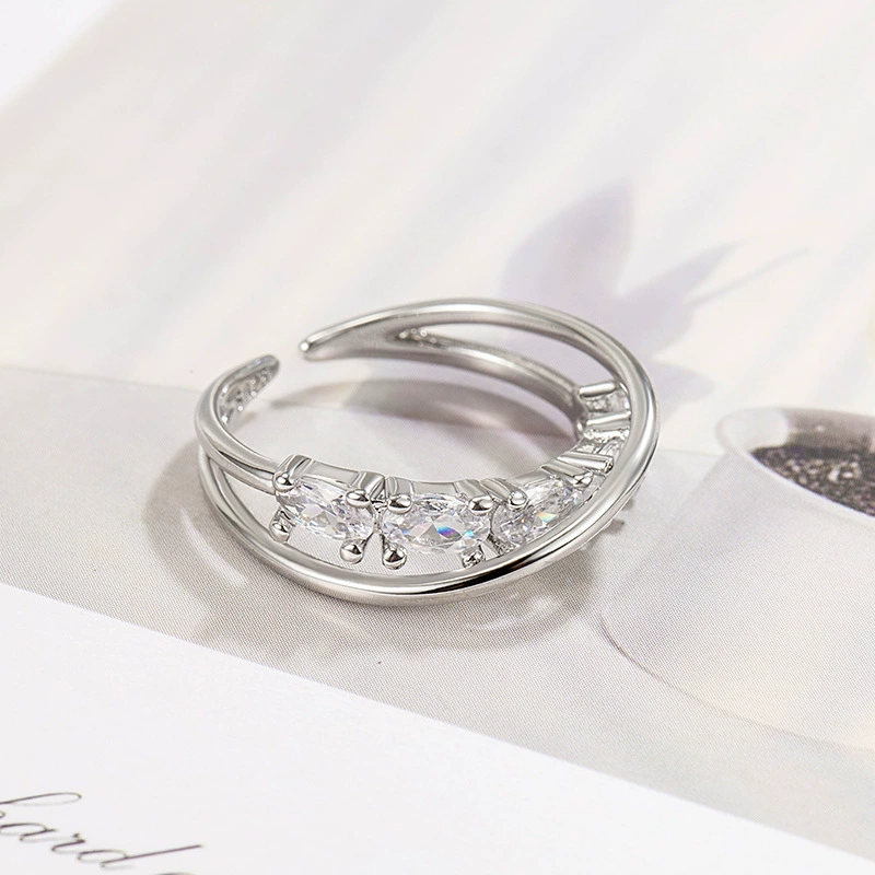 Small design fashionable universal ring with stone with zircon, high-quality style, on index finger, simple and elegant design