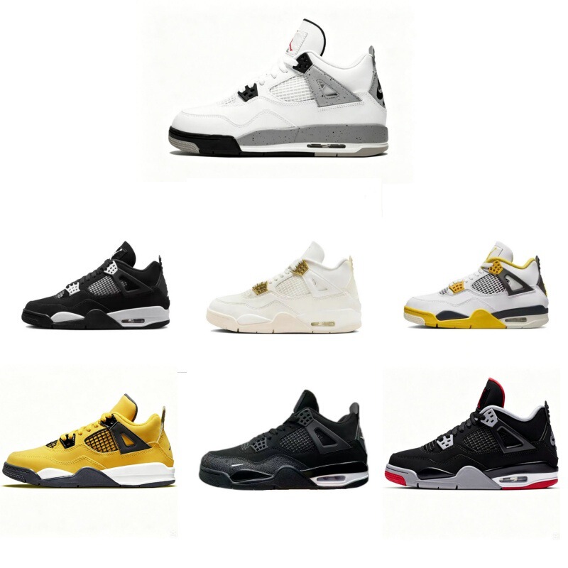 Cross-border AJ4 sneakers in white cement color, practical basketball shoes, Jordan 4 co-branded white canvas mocha sneakers, men's and women's air-cushioned sports casual shoes Cross-border AJ4 sneakers in white cement color, practical basketball shoes, Jordan 4 co-branded white canvas mocha sneakers, men's and women's air-cushioned sports casual shoes