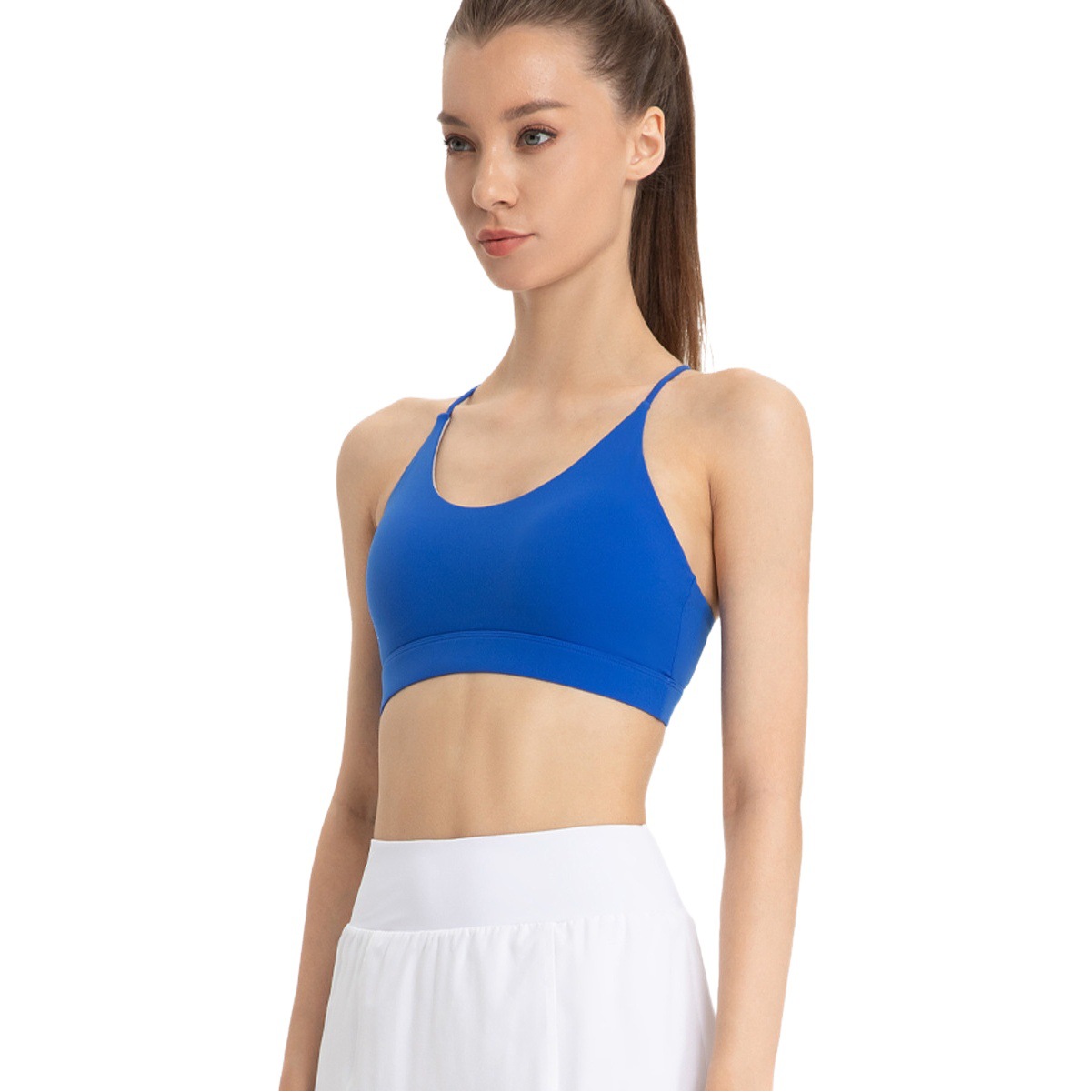 Liquidación: Sujetador deportivo de tirantes finos estilo europeo y americano para mujer, ropa de yoga con absorción de impactos y antideslizante, sujetador de fitness para Pilates.