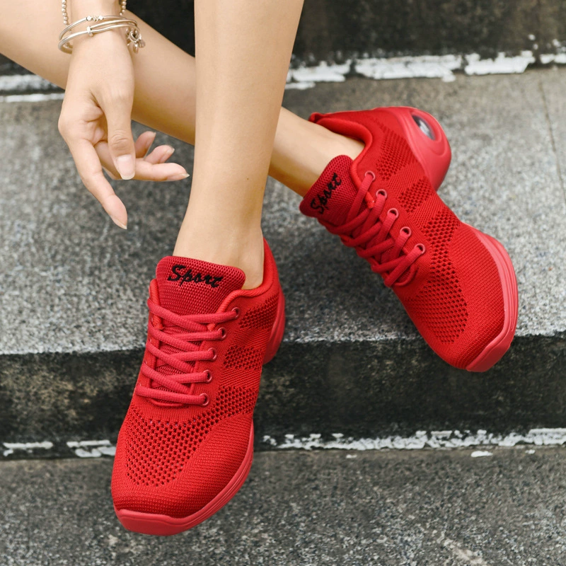 Новая летняя танцевальная обувь, дышащая Летающая сетка, Современная танцевальная обувь для взрослых, обувь для квадратных танцев, женская танцевальная обувь на мягкой подошве