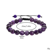 跨境饰品手工编制紫水晶编制手链几何型玛瑙可调节手串通用批发