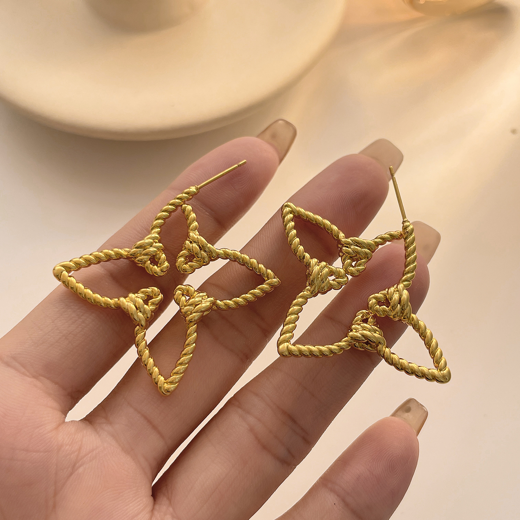 Holiday Occasion 1 Pair Vacation Simple Style Star Plating Copper Earrings