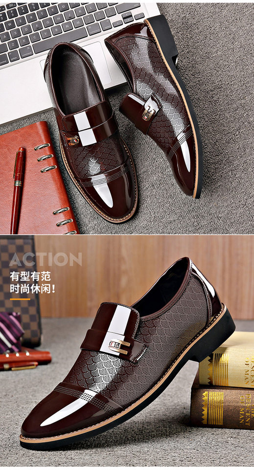 Giày da nam cao cấp mũi nhọn gót thấp 1–3 cm kiểu Anh, giày công sở trang trọng — WZ56 màu nâu, WZ56 màu đen chi tiết 14
