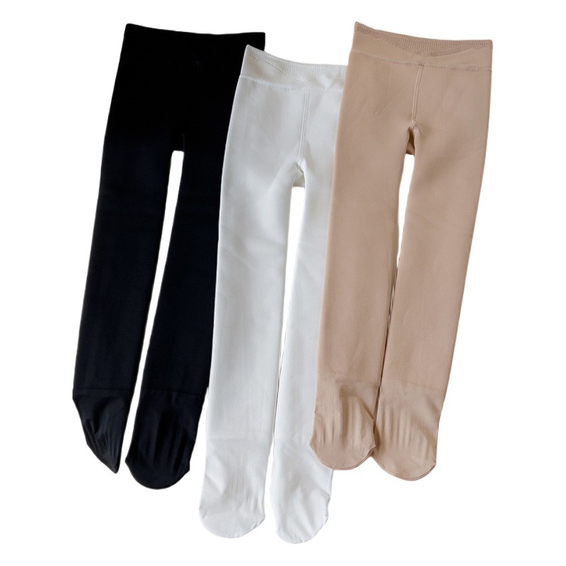 Pantimedias de otoño e invierno para niños forradas de vellón engrosadas niñas anti-pilling color sólido agua luz recortada ballet danza de fondo Calcetines