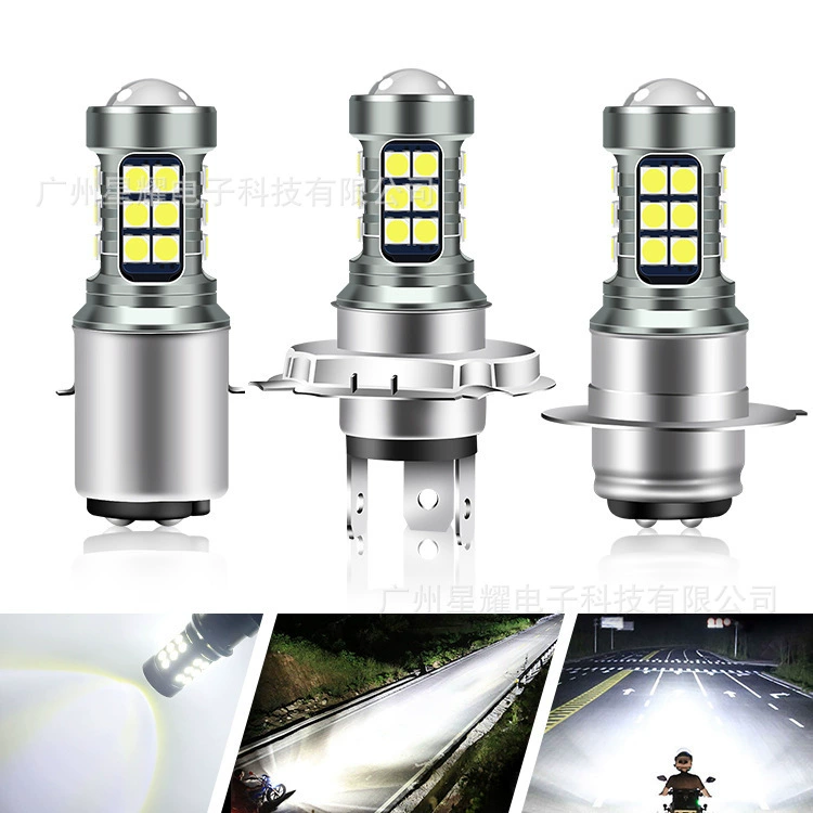 Cross-border for LED motorcycle headlights H4 H6 BA20D P15D three-claw double-paw wide pressure front light 12-80V