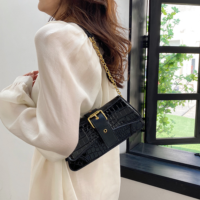 Bolso de la axila retro estilo de Hong Kong 2023 Verano nueva bolsa de la cadena transfronteriza textura hombro patrón de cocodrilo bolsa de mensajero de las mujeres