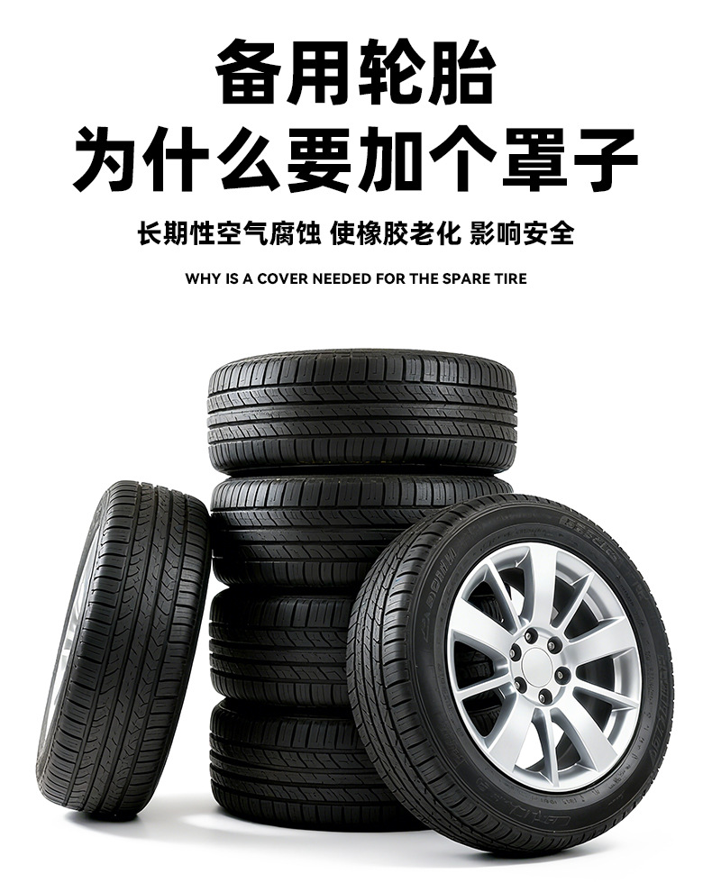 Cross-Border Hot Selling 190t Polyester Taffeta Tire Cover Car Spare Tire Cover Snow Tire Storage Bag Wheel Cover Protective Cover