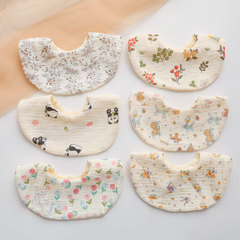 6-Layer Crinkled Cotton Gauze Round Bibs for Babies, Floral Design, Anti-Regurgitation Newborn Burp Cloths—Wholesale