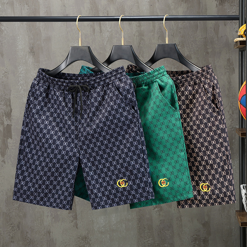 Sommershorts, trendige Sportoberbekleidung für Herren, bestickt, fünfteilig, jugendlich, lässig, dünn, schnell trocknend, locker sitzend_voghion.com