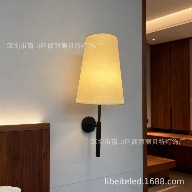 Hotel Room Bedside Iron Cloth Cover Led Wall Lamp Modern Minimalist Bathroom Mirror Headlight Bar Table Lamp Factory Direct Supply