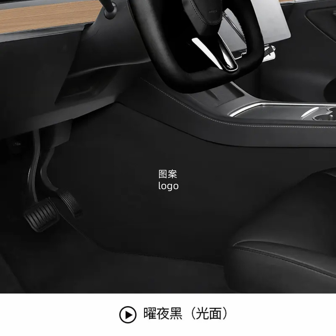 Nappa Leather for — Tesla Armrest box pad - tesla-model-3-black-with-custom-icon-driver-passenger-side-2pcs