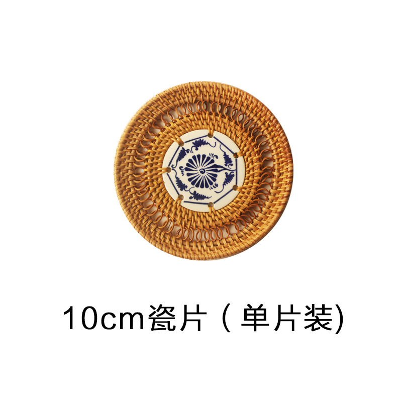Tejido de caña artesanal almohadilla de taza de té tejido almohadilla de comedor creativa almohadilla de mesa almohadilla de platos almohadilla de aislamiento de calor