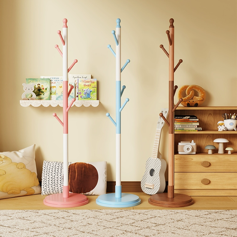 Детская напольная вешалка для одежды, маленькая вешалка для одежды из цельного дерева, студенческая школьная сумка, вешалка для одежды, домашняя вертикальная вешалка для одежды для спальни