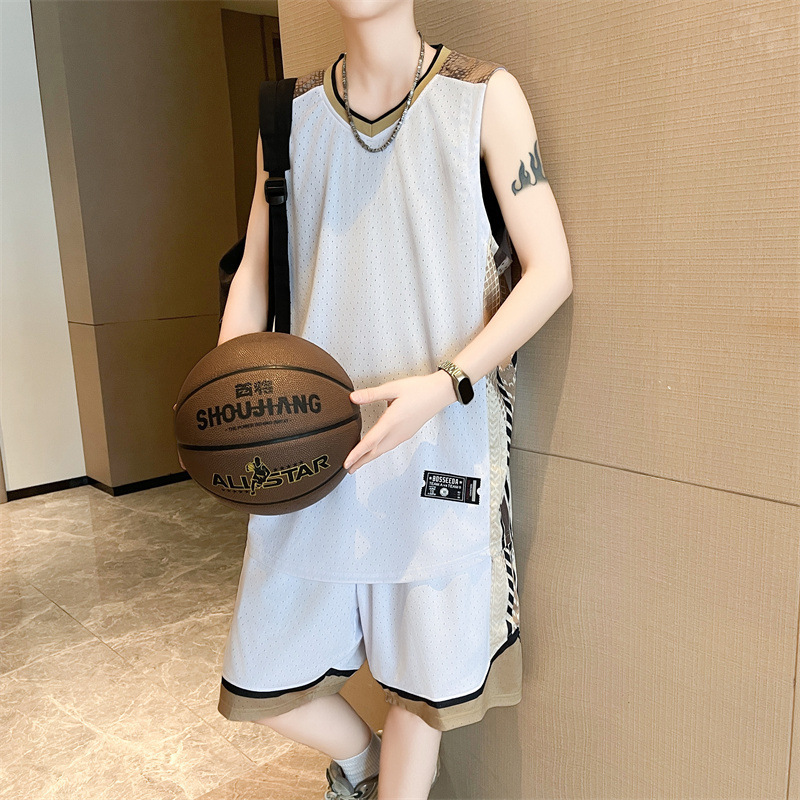 Youth Student Basketball Uniform Summer Sleeveless Suit Men's Ice Silk Quick-Drying Mesh Lining Boys' Competition Sports Youth Student Basketball Uniform Summer Sleeveless Suit Men's Ice Silk Quick-Drying Mesh Lining Boys' Competition Sports