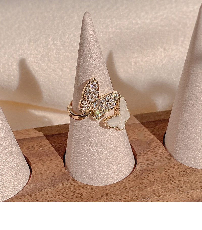 Fashion Butterfly Copper Inlay Artificial Gemstones Pearl Rings 1 Piece