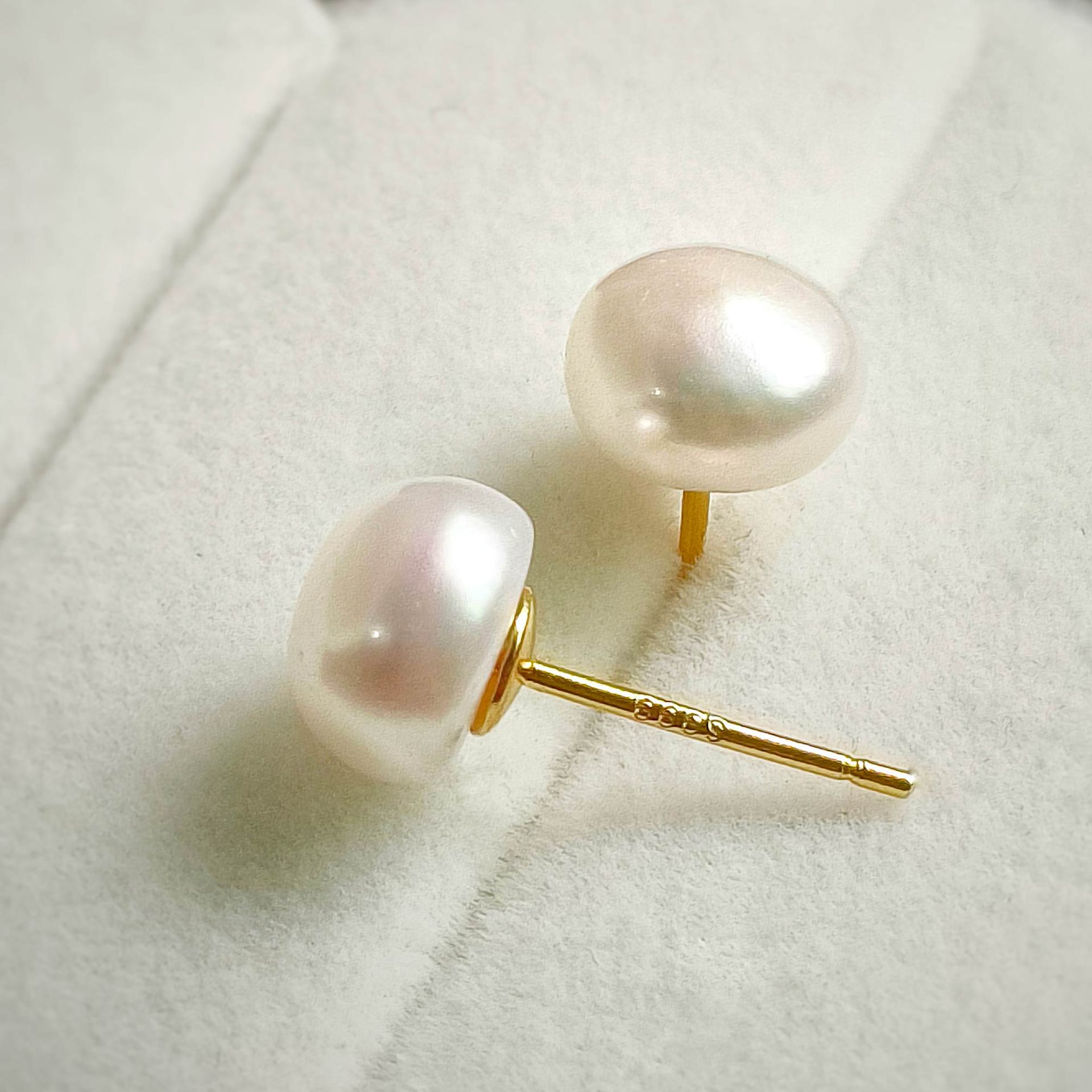 S999纯银诸暨天然淡水珍珠耳钉足银强光高级感耳环耳饰925秋冬 潮