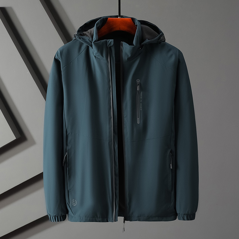 2022 Spring and Autumn New Soft Shell Men's Outdoor Waterproof and Windproof Sports Jacket Spring Jacket with Turn-Down Collar Workwear Casual