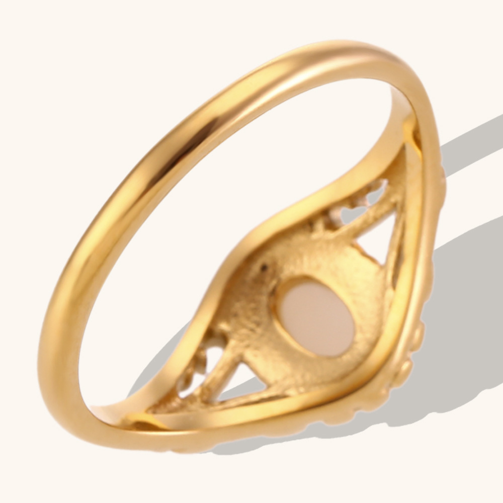 5g Weight PVD Coated Gold Plating Process 18K Real Gold Plated Plating Material Women's Stainless Steel PVD Coated Plating Inlay Geometric Freshwater Pearl Rings Imitation Pearl Jewelry