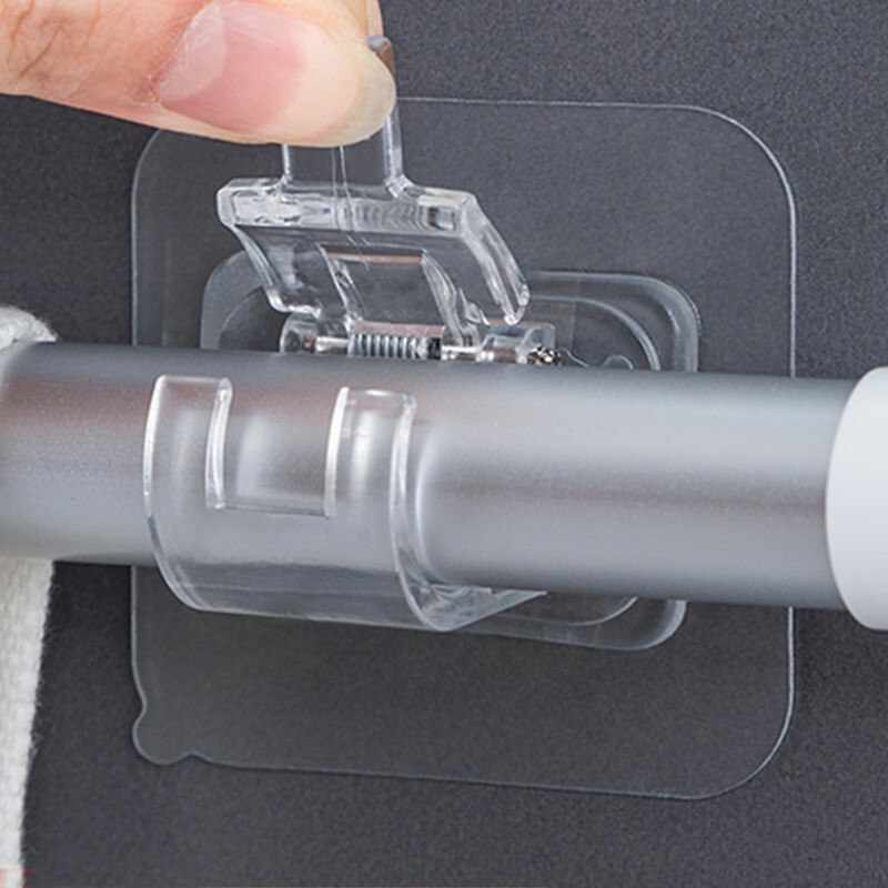 Curtain Rod Hooks, Punch-Free Curtain Hooks, Telescopic Rod Fixing Brackets, Adhesive Shower Curtain Towel Door Curtain Rod Holders