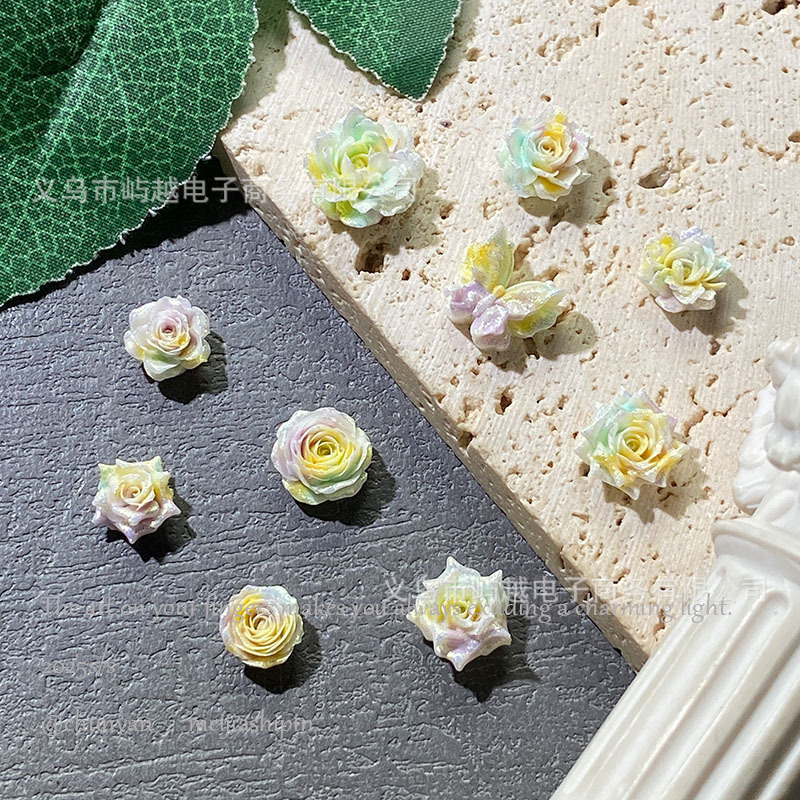 Ins Style Three-Color Oil Painting Chinese Style Peony Nail Art Jewelry Accessible Luxury Style Soft Glue Flower Handmade DIY Bracelet Earrings Accessories