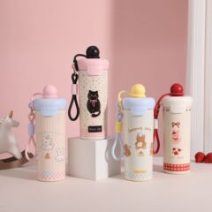 高品質フローティングボール 316 学生用断熱カップ、屋外ポータブル茶水分離ストローカップ、持ち運び用ロープ付きスポーツケトル