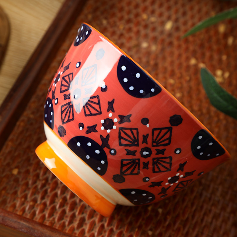 Porcelana de pelo largo pintada a mano americana de arroz de cerámica de desayuno de leche de avena de bolos de postre personalidad creativa de bolos de arroz