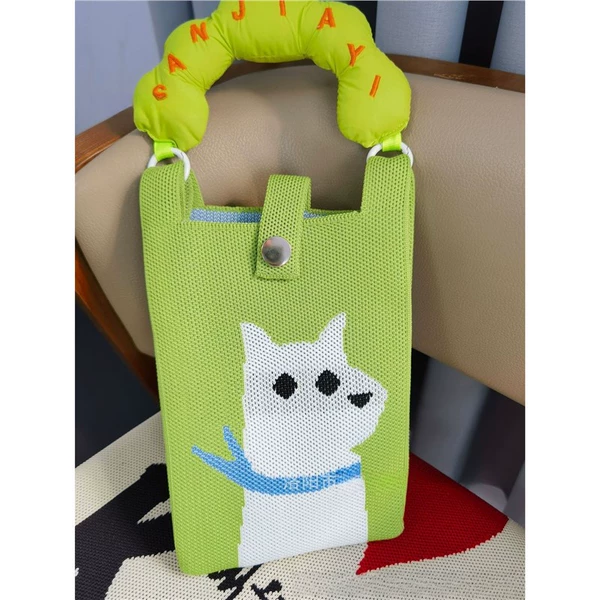 Green scarf, bag, straps