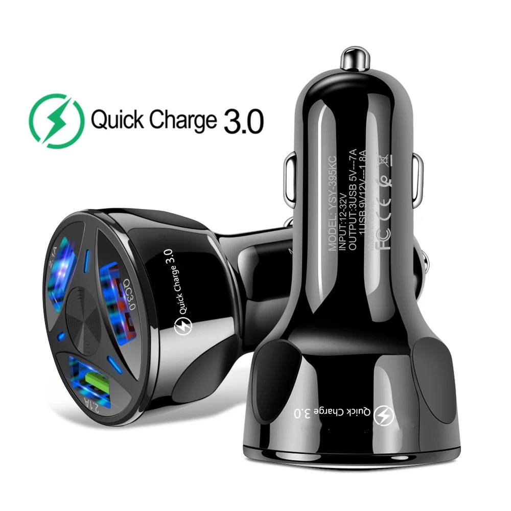 3A 3USB QC3.0 Car Charger Fast Charging Car Charger Tri-Amp Phone Car Charger Cross-Border Wholesale