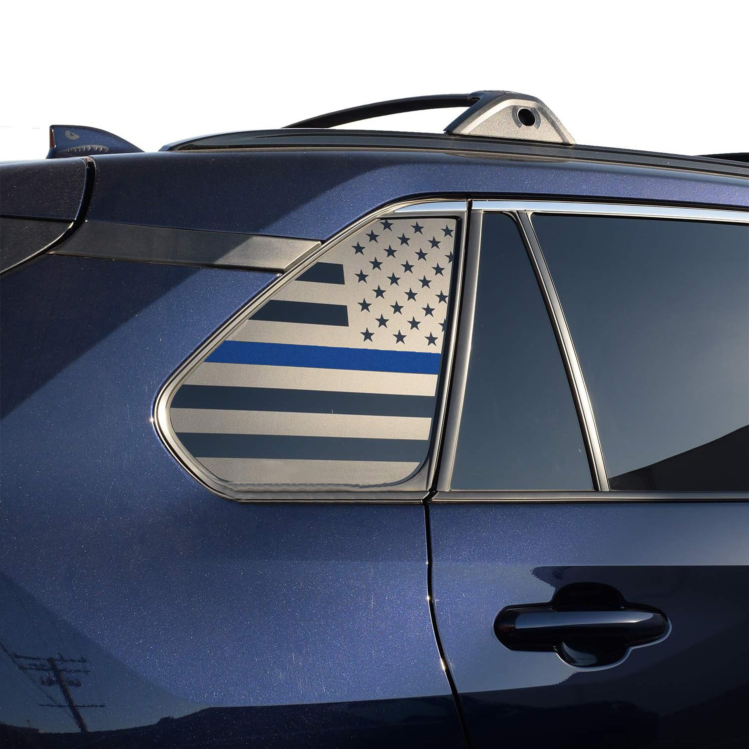 Aplicable Toyota Rav4 2019 - 2023 Precortado Bandera de los Estados Unidos Ventana trasera lateral de vidrio decal Negro mate