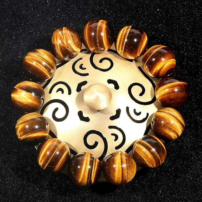 天然黄虎眼石手串高货木变石猫眼闪电纹简约百搭手链现货批发