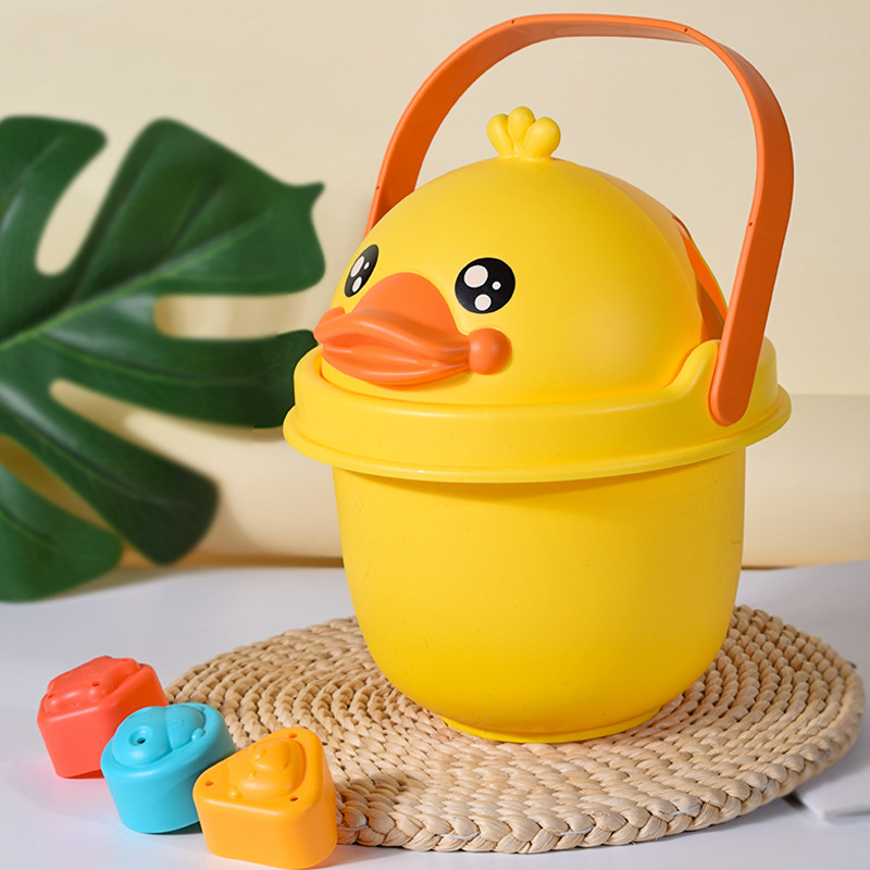 Baño de pato amarillo para niños, cubo de juguete, baño, rociador, pistola de agua, ducha, natación, bebé, juguetes al por mayor