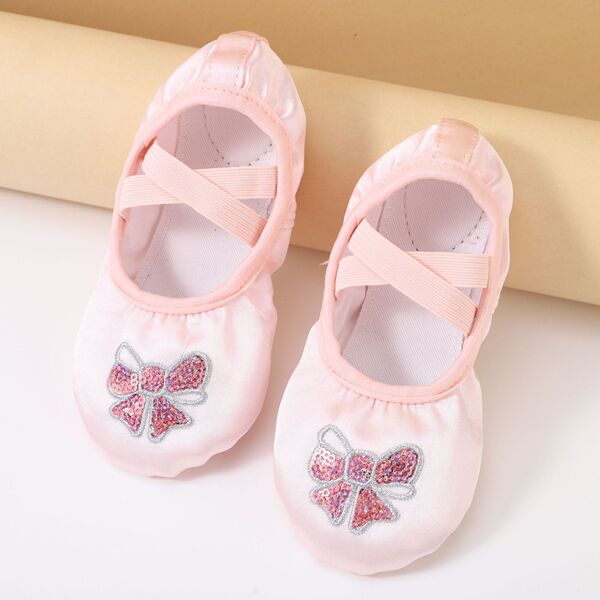 Children's dancing shiny ballet shoes for early age with butterfly