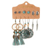 Earrings, retro ethnic set with tassels, European style, suitable for import, ethnic style