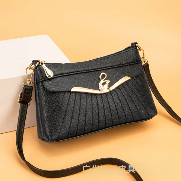 Guangzhou Hengli 2024 New Women's Crossbody Bag with Multiple Compartments to Buy Middle-Aged and Elderly Mothers Grocery Shopping Single Shoulder Soft Leather Small Bag