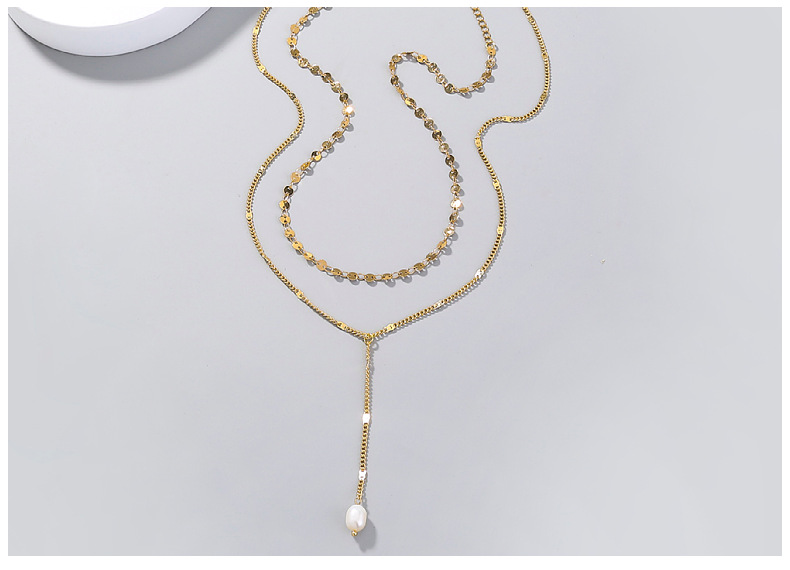 Fashion Geometric Pearl Necklace Retro Double Necklace display picture 5