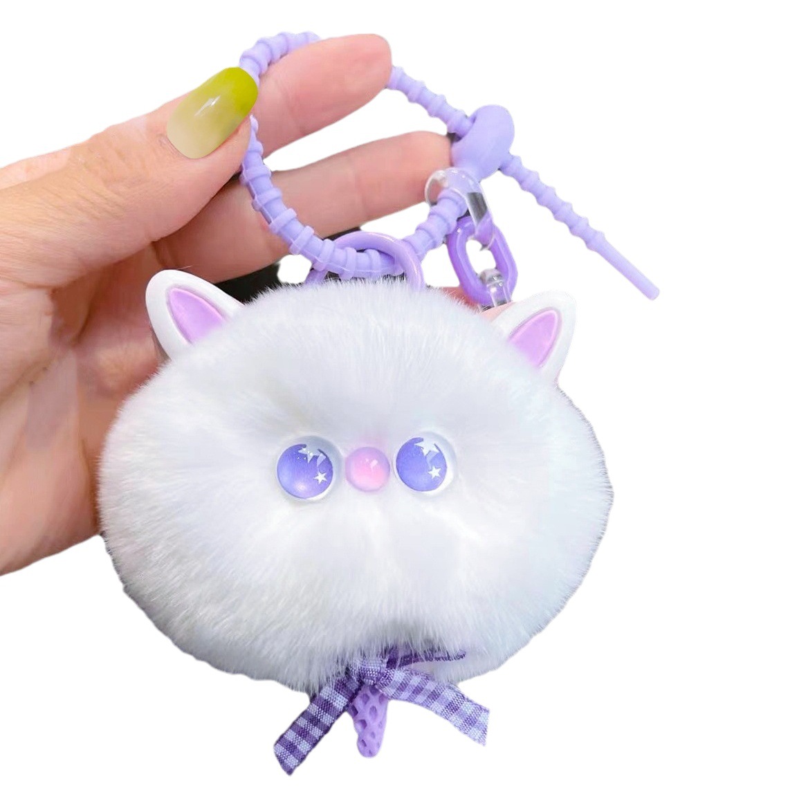 Real Rex conejo piel gatito coche llavero colgante ins lindo muñeca de La felpa bolso mochila adornos Mujer