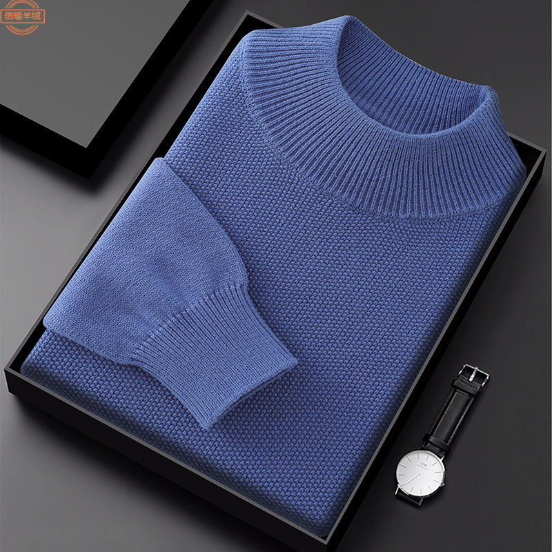 Combed Cotton Semi-turtleneck Knitted Base Shirt Men's Long-sleeved All-match Inner Warm Sweater Business Casual Men's Wear Combed Cotton Semi-turtleneck Knitted Base Shirt Men's Long-sleeved All-match Inner Warm Sweater Business Casual Men's Wear