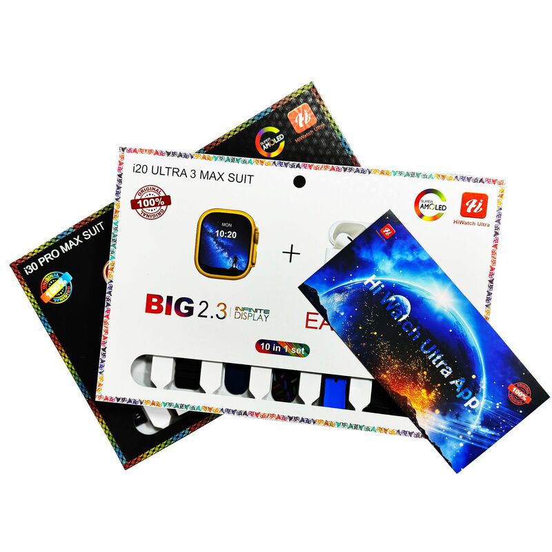 Cross-Border Popular I20 Ultra3 Max Suit Smart Watch 10in1 + Huaqiangbei 5Th Generation Bluetooth Suit