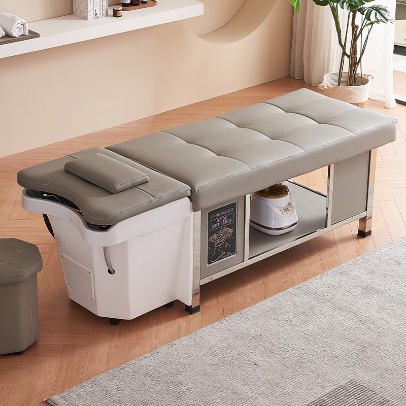 Peluquería cama de champú de acero inoxidable de alta gama masaje tailandés oído recogiendo cama peluquería especial fumigación circulación de agua cabeza de fisioterapia