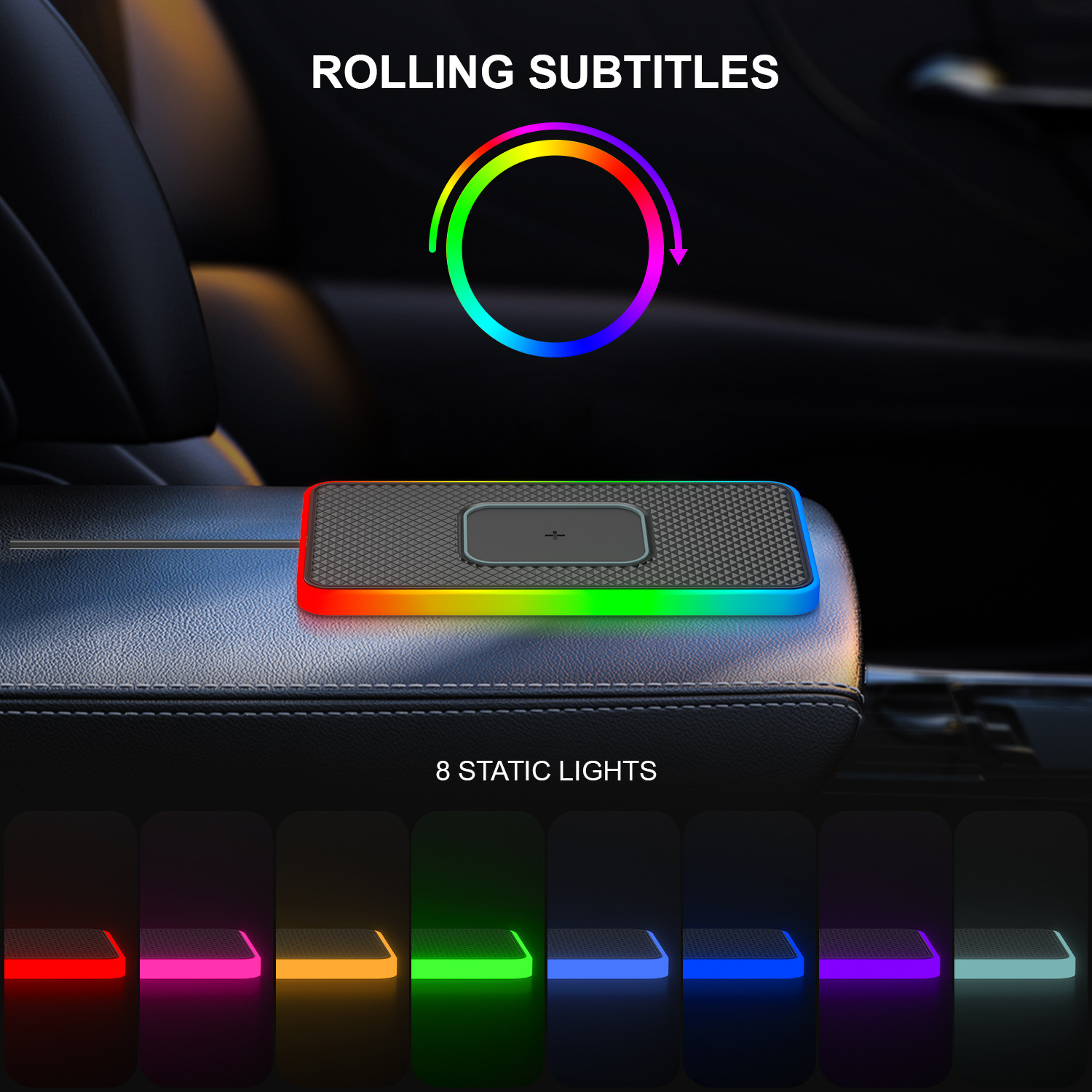 Cargador inalámbrico para teléfono móvil D15Pro con luz ambiental, apto para Mercedes-Benz, BMW, Audi, Honda y Apple. image 5