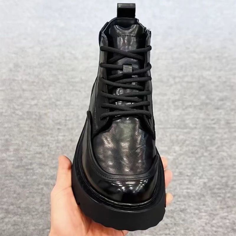 2025 invierno nuevo negocio botas cálidas de terciopelo hombre redonda moda británico versátil zapatos de cuero locomotora suave image 5
