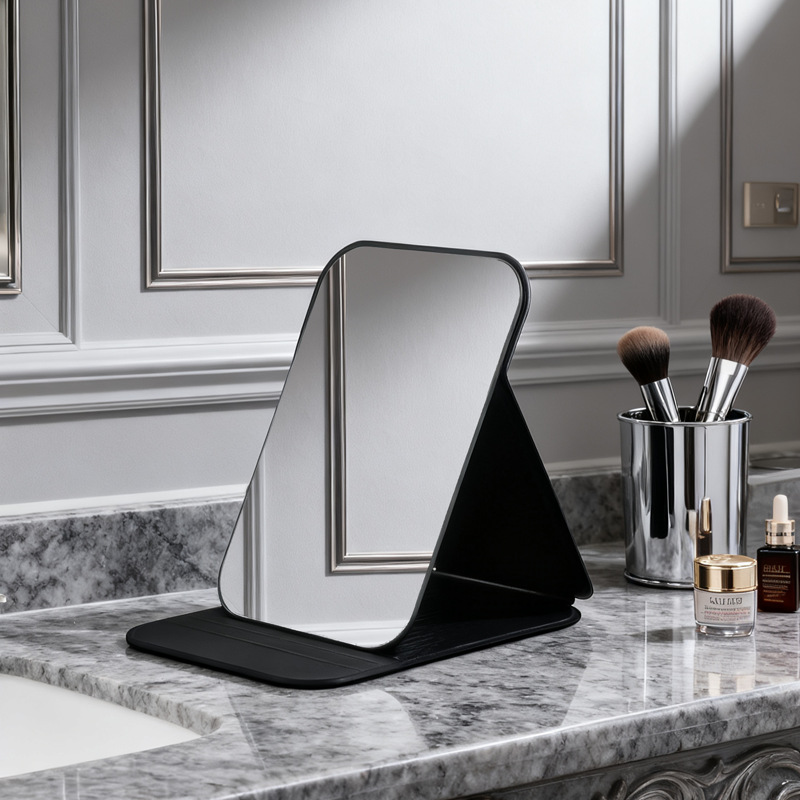 Espejo plegable pequeño espejo de cuero PU dormitorio estudiantil de belleza de escritorio portátil hogar dormitorio de escritorio espejo de maquillaje