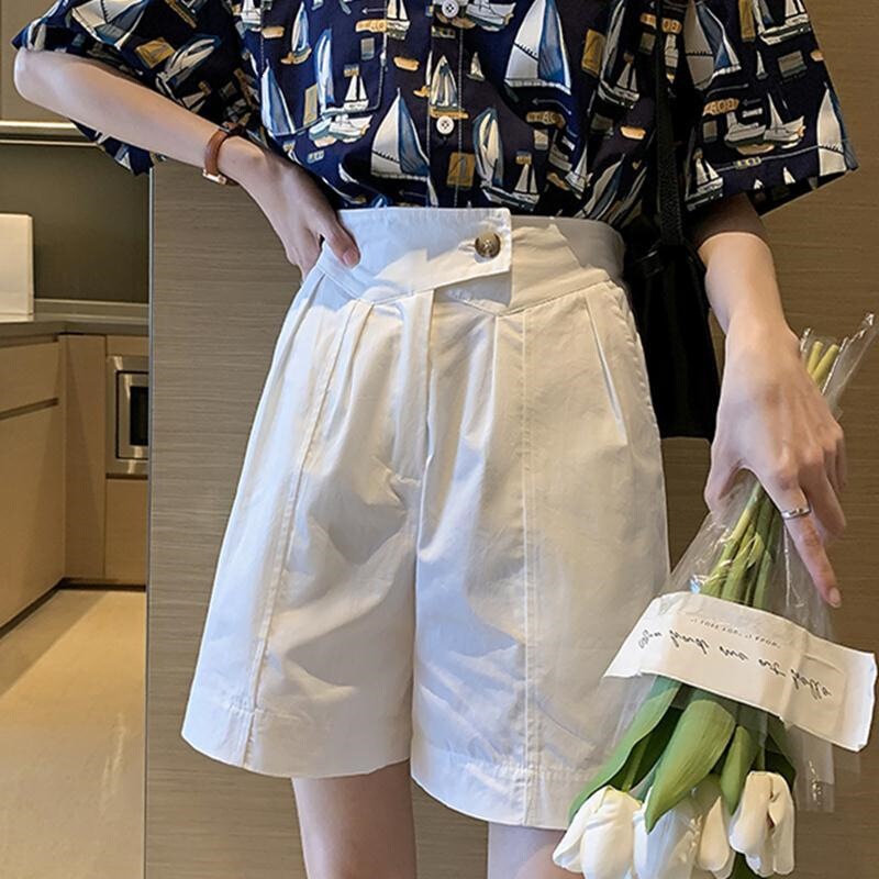 Summer Cotton Plus-Size Shorts for Women, High-Waisted, Slimming, Casual Loose Wide-Leg Shorts, Thin Style, Suit-Style Five-Point Pants Summer Cotton Plus-Size Shorts for Women, High-Waisted, Slimming, Casual Loose Wide-Leg Shorts, Thin Style, Suit-Style Five-Point Pants